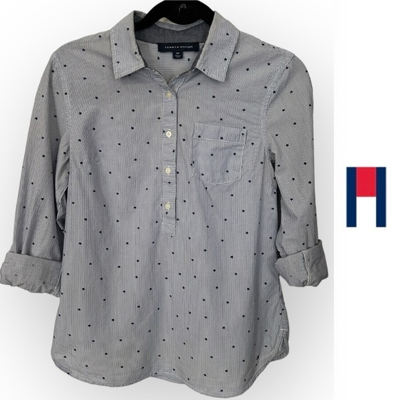 Tommy Hilfiger Stars & Stripes Front Button Long Sleeve Shirt, Size SP, MSRP $69 - Picture 1 of 9